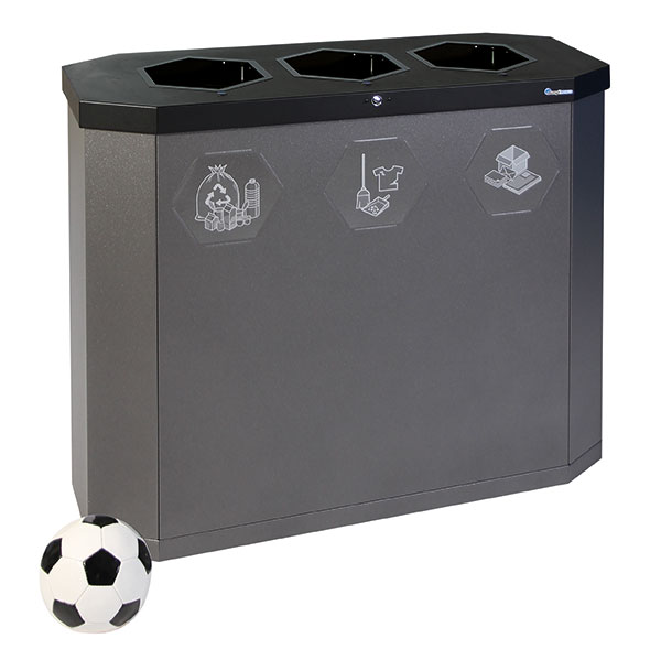 Abfallbehälter Sixco smart 3 x 45 Liter – Offener Müllsammler aus Stahl